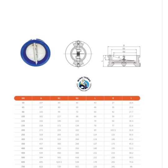 VAN 1 CHIỀU BƯỚM THÂN GANG CÁNH INOX